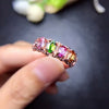 [ Natural Tourmaline Gemstone Fashion Colorful Stone Simple Ring for Women Real 925 Sterling Silver Charm Fine Jewelry