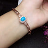 [ Natural Turquoise Gemstone Trendy Bangle for Women Real 925 Sterling Silver Green Stone Bracelet Charm Fine Jewelry