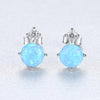 [MeiBaPJ]New Simple Opal Stone Earrings Real 925 Sterling Silver Stud Earrings for Women Wholesale Price