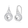 [MeiBaPJ]New design fashion 925 sterling silver simple drop earrings genuine natural semiround pearl beads earrings