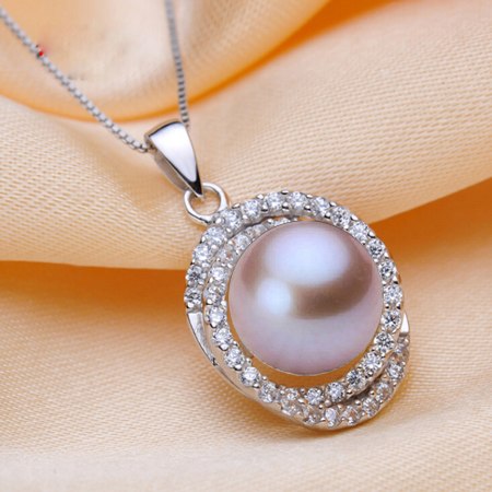 [MeiBaPJ]Pure Silver Spiral Pendant Necklace 10-11mm Real Natural Big Pearl 18 Inches Necklace for Women Birthd Gift