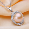 [MeiBaPJ]Pure Silver Spiral Pendant Necklace 10-11mm Real Natural Big Pearl 18 Inches Necklace for Women Birthd Gift