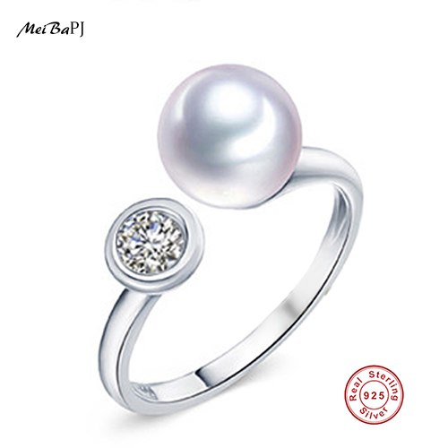 [MeiBaPJ]Real 925 sterling silver ring pearl classic simple ring for women charm accessaries for party Gift Box