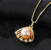 [MeiBaPJ]Real Pearl Shell Golden Pendant Necklace 925 Solid Silver Gold Plated Fine Jewelry for Women