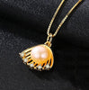 [MeiBaPJ]Real Pearl Shell Golden Pendant Necklace 925 Solid Silver Gold Plated Fine Jewelry for Women