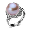 [MeiBaPJ]Real Pure 925 Sterling Silver Fashion Open Ring Big Pearl Finger Ring for Women Fine Charm Jewelry