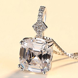 [MeiBaPJ]Real S925 Solid Silver Brown Square Stone Simple Pendant Necklace for Women Charm Fine Party Jewelry