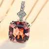 [MeiBaPJ]Real S925 Solid Silver Brown Square Stone Simple Pendant Necklace for Women Charm Fine Party Jewelry