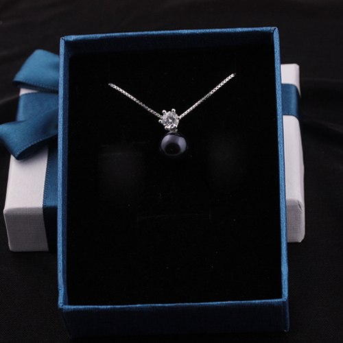 [MeiBaPJ] Simple Pearl Pendant Necklace 925 Sterling Silver Classic Pendant with Silver Box Chain Fine Jewelry for Women