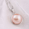 [MeiBaPJ] Simple pearl pendant necklace 925 sterling silver circle pendant with silver chain fine jewelry with gift box