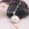 [MeiBaPJ] Simple pearl pendant necklace 925 sterling silver circle pendant with silver chain fine jewelry with gift box