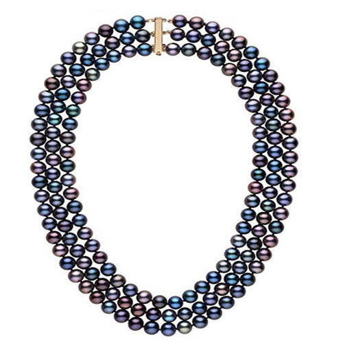 [MeiBaPJ]Three layer Real Pearl Necklace for Women With Real 925 Silver Clasp Party Fine Jewelry