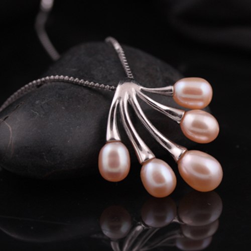 [MeiBaPJ] Trendy pearl pendant necklace 925 sterling silver personality pendant & silver box chain fine jewelry