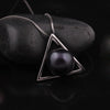 [MeiBaPJ] Trendy pearl pendant necklace 925 sterling silver triangle pendant with silver box chain fine jewelry with gift box