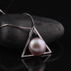 [MeiBaPJ] Trendy pearl pendant necklace 925 sterling silver triangle pendant with silver box chain fine jewelry with gift box