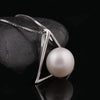 [MeiBaPJ] Trendy pearl pendant necklace 925 sterling silver triangle pendant with silver box chain fine jewelry with gift box