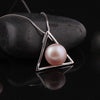 [MeiBaPJ] Trendy pearl pendant necklace 925 sterling silver triangle pendant with silver box chain fine jewelry with gift box