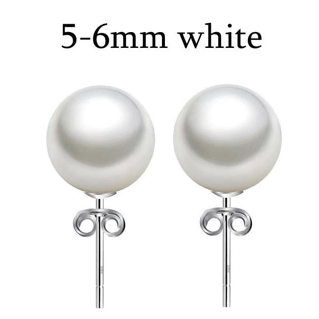 [MeiBaPJ]Unimaginable price high quality 15 sizes real round pearl earrings for women 925 sterling silver stud earring for girl