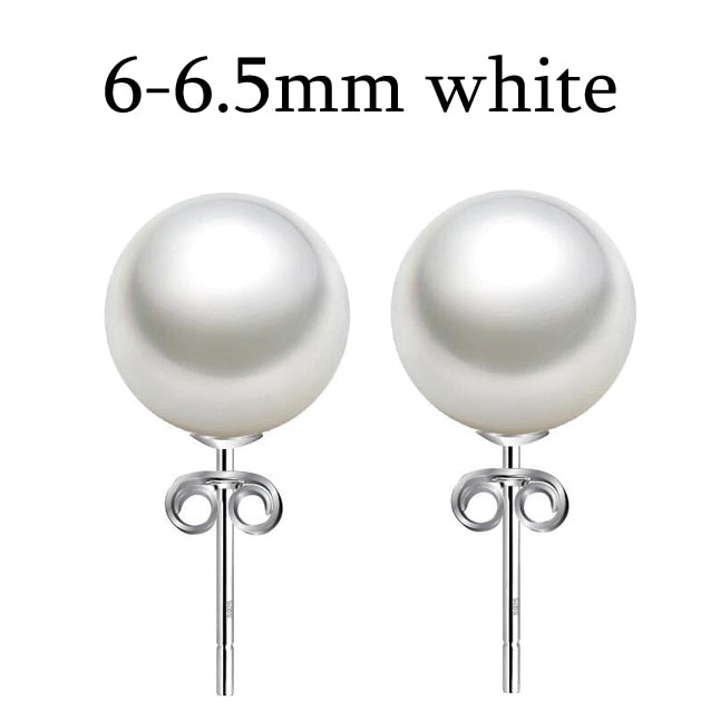 [MeiBaPJ]Unimaginable price high quality 15 sizes real round pearl earrings for women 925 sterling silver stud earring for girl