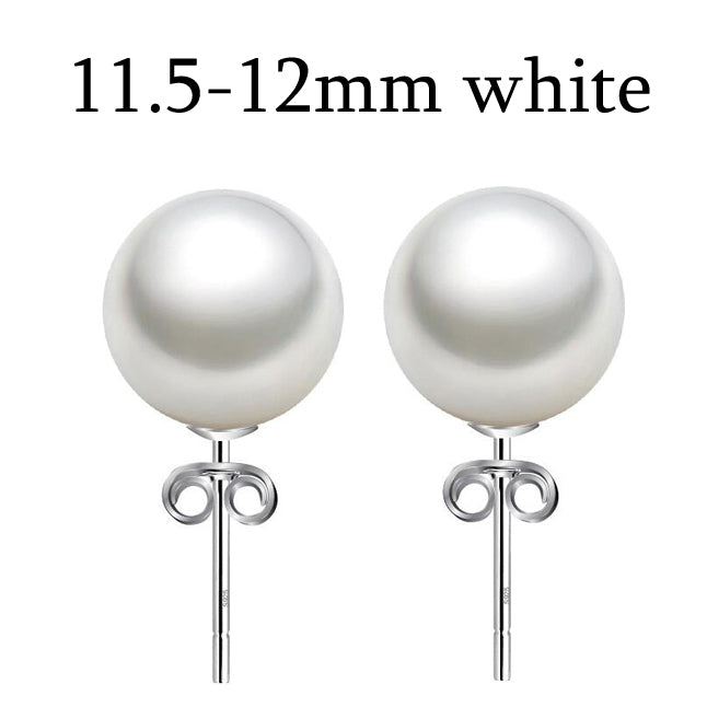 [MeiBaPJ]Unimaginable price high quality 15 sizes real round pearl earrings for women 925 sterling silver stud earring for girl