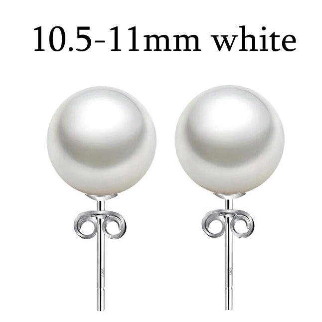 [MeiBaPJ]Unimaginable price high quality 15 sizes real round pearl earrings for women 925 sterling silver stud earring for girl