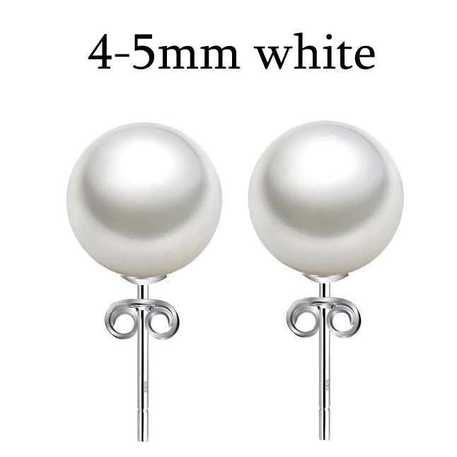 [MeiBaPJ]Unimaginable price high quality 15 sizes real round pearl earrings for women 925 sterling silver stud earring for girl