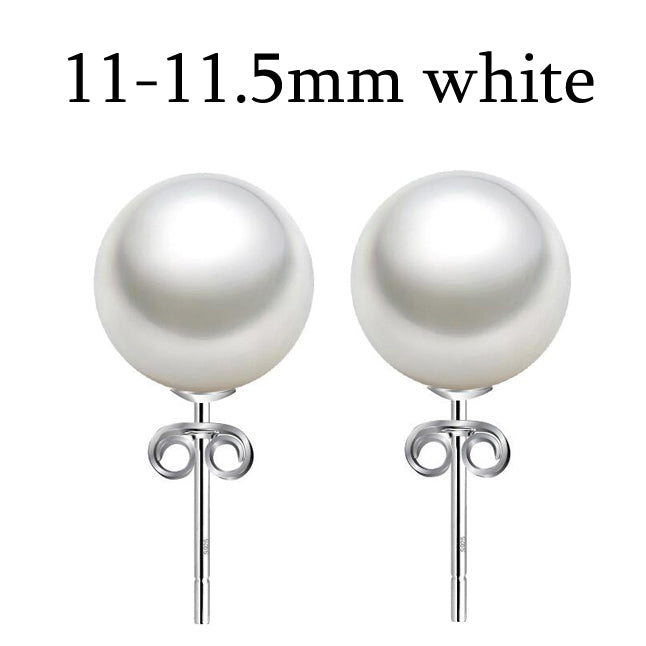 [MeiBaPJ]Unimaginable price high quality 15 sizes real round pearl earrings for women 925 sterling silver stud earring for girl