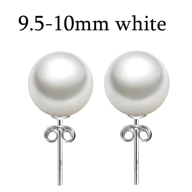 [MeiBaPJ]Unimaginable price high quality 15 sizes real round pearl earrings for women 925 sterling silver stud earring for girl
