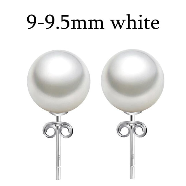 [MeiBaPJ]Unimaginable price high quality 15 sizes real round pearl earrings for women 925 sterling silver stud earring for girl