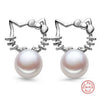 [MeiBaPJ]Women Fashion Pure Silver S925 Stud Earrings Elegant 4A High Quality No Defect Natural Pearl Jewelry Cat Earrings