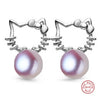[MeiBaPJ]Women Fashion Pure Silver S925 Stud Earrings Elegant 4A High Quality No Defect Natural Pearl Jewelry Cat Earrings