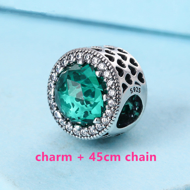 45cm link chain Necklaces for Women 925 sterling silver with many colors Radiant Hearts pendant necklace Fine Jewelry