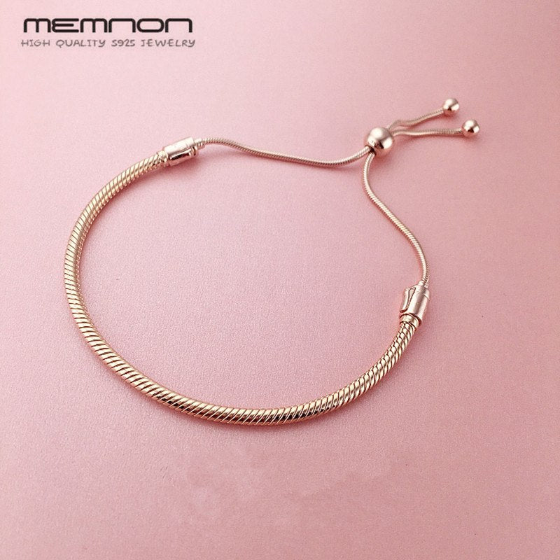New autumn silver charms bracelets with rose gold color 925 sterling silver bracelet fit beads diy for women adjustment