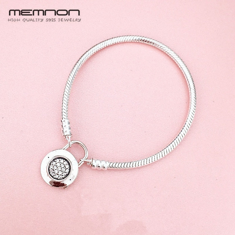Silver Smooth Shine Gold rose gold Bracelets for women 925 sterling silver Signature Padlock bracelet fit Charms DIY