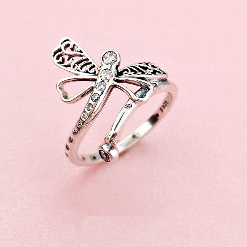 spring collection fine jewelry silver animal ring Dreamy Dragonfly rings for women anillos 925 sterling silver jewelry