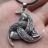 Men Amulet Necklace Viking Odin's Horn Wolf Pendant Necklace Irish Knot 3 Moon Shape Trinity Talisman Vikings Jewelry