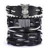 Men Bracelets Vintage Multilayer Leather Braid Bracelets Bangles Star Leaf Owl Handmade Rope Wrap Bracelets Male Gift Jewlery