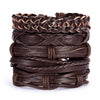 Men Bracelets Vintage Multilayer Leather Braid Bracelets Bangles Star Leaf Owl Handmade Rope Wrap Bracelets Male Gift Jewlery