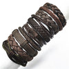 Men Brown Bracelets 10pcs/set Wrap Woven  Handmade Men Bracelets Women Leather Bracelet Men Bangle  Jewelry Gift