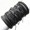 Men Brown Bracelets 10pcs/set Wrap Woven  Handmade Men Bracelets Women Leather Bracelet Men Bangle  Jewelry Gift