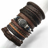 Men Brown Bracelets 10pcs/set Wrap Woven  Handmade Men Bracelets Women Leather Bracelet Men Bangle  Jewelry Gift