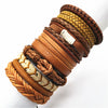 Men Brown Bracelets 10pcs/set Wrap Woven  Handmade Men Bracelets Women Leather Bracelet Men Bangle  Jewelry Gift