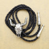 Men Cow Skull Texas Bolo Bola Tie Necktie Necklace Rodeo Longhorn Steer Bull Head Skeleton Southwest Western Hip Hop jewelry