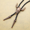 Men Cow Skull Texas Bolo Bola Tie Necktie Necklace Rodeo Longhorn Steer Bull Head Skeleton Southwest Western Hip Hop jewelry
