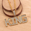 Men Hip Hop Full Rhinestone King Queen Pendants Necklaces Bling Bling Iced Out Cuban Link Chain Hiphop Necklace Men Jewelry Gift