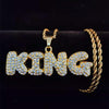 Men Hip Hop KING Letters Pendant Necklace with 13mm Miami Cuban Chain Iced Out Bling HipHop Necklaces Male Charm Jewelry