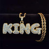 Men Hip Hop KING Letters Pendant Necklace with 13mm Miami Cuban Chain Iced Out Bling HipHop Necklaces Male Charm Jewelry