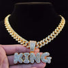 Men Hip Hop KING Letters Pendant Necklace with 13mm Miami Cuban Chain Iced Out Bling HipHop Necklaces Male Charm Jewelry