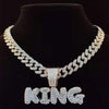 Men Hip Hop KING Letters Pendant Necklace with 13mm Miami Cuban Chain Iced Out Bling HipHop Necklaces Male Charm Jewelry