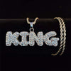 Men Hip Hop KING Letters Pendant Necklace with 13mm Miami Cuban Chain Iced Out Bling HipHop Necklaces Male Charm Jewelry
